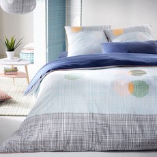 La Redoute 幾何圖形印花純棉被套 F664308, White/Blue/Green/Grey