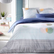 La Redoute 幾何圖案被單 F664317, 白+藍+綠+灰