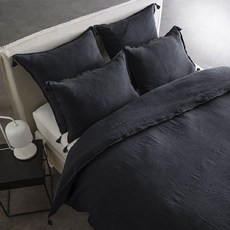 La Redoute 亞麻流蘇被套, 藍莓黑