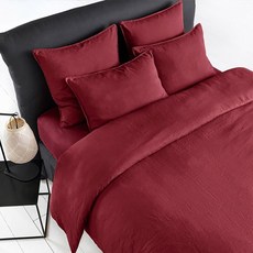 La Redoute 素色亞麻被套+枕頭套 F685673, 胭脂紅