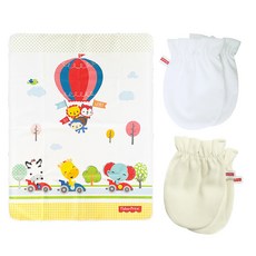 피셔프라이스 방수요 + 손싸개 2p 세트, 방수요(열기구), 손싸개(정글 백색 , 크림 사계절), 1개