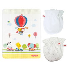 피셔프라이스 방수요 + 손싸개 2p 세트, 방수요(열기구), 손싸개(정글 백색 , 도트 사계절), 1개