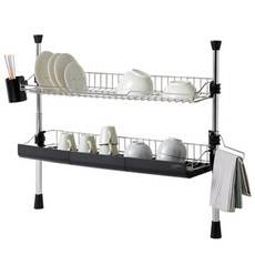 HANSSEM 立柱式雙層餐具瀝水架, 黑色