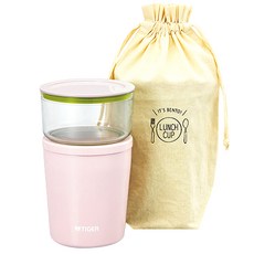 타이거 LCC-A 보온도시락 푸드자 0.32L + 찬통 0.25L + 파우치, 핑크, 1세트