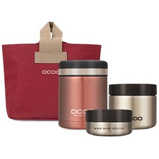 OCOO 奧庫 不鏽鋼保溫便當盒組 1080ml, OCS-VD500 混色, 1組