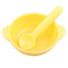 베베락 실리콘 이유식기 세트, 옐로우, 용기 + 스푼
