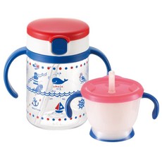 릿첼 AQ 트레이닝용 + 외출용 빨대컵 세트, 네이비블루, 1세트