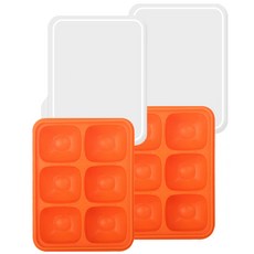 베베락 실리콘 아이스톡톡 냉동보관용기 2p, 오렌지