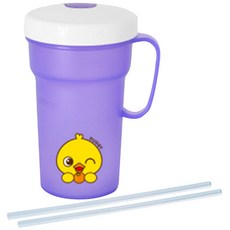 에디슨 프렌즈 흘림방지 빨대컵2 300ml + 실리콘 빨대 2p, 퍼플, 1개