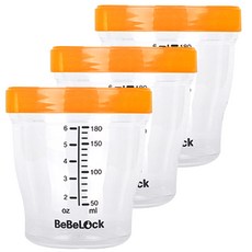 Bebelock Tritan副食品刻度密封罐, 橘色, 180ml, 3個