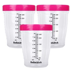 베베락 프리미엄 트라이탄 이유식 밀폐용기 눈금형, 240ml, 핑크, 3개