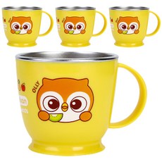 Edison 愛迪生 Friends系列防滑單柄不鏽鋼杯, 貓頭鷹, 4入