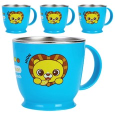 Edison 愛迪生 Friends系列防滑單柄不鏽鋼杯, 獅子, 4入