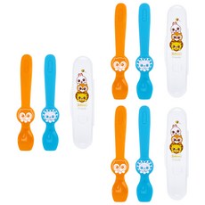Edison 愛迪生 Friends系列矽膠湯匙 2入+收納盒, 貓頭鷹+獅子, 3組