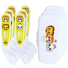 Edison 愛迪生 Friends孩童叉匙+收納盒組, 白色, 3組
