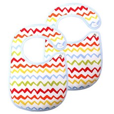 Mom's care 鈕扣型防水3層式棉質圍兜, 2件, Color wave