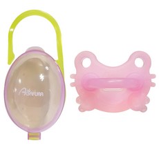 아가프라 키튼 실리콘 노리개젖꼭지 + 보관 케이스, 3~12개월, 핑크