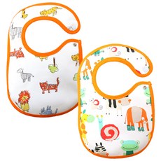 Mom's care 鈕扣型防水3層式棉質圍兜 2入, CMCBI629, 1組