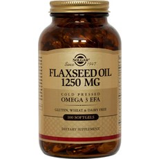 솔가 플랙씨드 오일 1250mg 소프트젤 글루텐 프리 무설탕, 1개, 100정