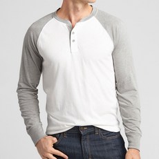 갭 남성용 저지 헨리넥 베이스볼 티셔츠