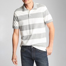 갭 남성용 스트레치 피케 럭비 스트라이프 폴로 티셔츠
