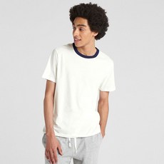 갭 남성용 쇼트 슬리브 콘트라스트 크루넥 티셔츠