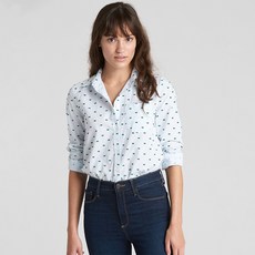갭 여성용 핏 보이프렌드 스트라이프 셔츠 인 클립 도트
