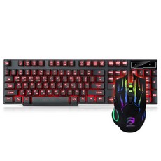 시크릿 LED 게이밍 키보드 마우스 세트 GK2 COMBO, 혼합 색상