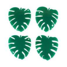블러쉬 몬스테라 리프 코스터 컵받침 4개입, Green