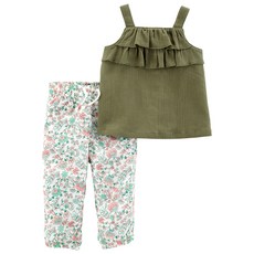 카터스 여아용 가제 탱크탑 + 꽃무늬 조거 팬츠 2피스 세트