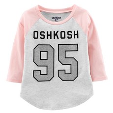 오시코시비고시 여아용 긴팔 로고 티셔츠