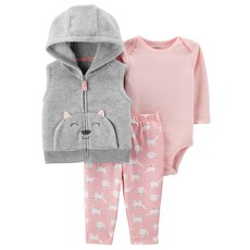 카터스 여아용 야옹이 리틀 조끼 3피스 세트