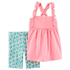 카터스 여아용 네온 저지 탱크탑 + 야자수 쫄바지 2피스 세트