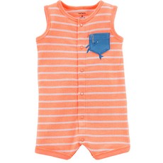 카터스 남아용 네온 스냅단추 면 롬퍼