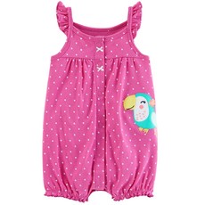 카터스 여아용 큰부리새 스냅단추 면 롬퍼