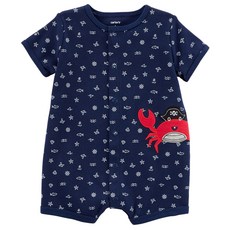 카터스 남아용 꽃게 스냅단추 면 롬퍼