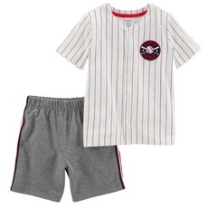 카터스 남아용 야구 반팔 티셔츠 + 프렌치테리 반바지 2피스 세트