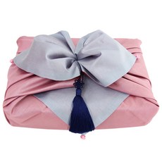 happytool 鈴鐺 印度粉紅 雙層包袱巾 L+海軍藍 流蘇吊飾+紙繩(隨機出貨), 1套