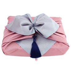 happytool 鈴鐺雙層包袱巾 M + 海軍藍流蘇掛飾 + 紙繩隨機出貨, 印度粉, 1套