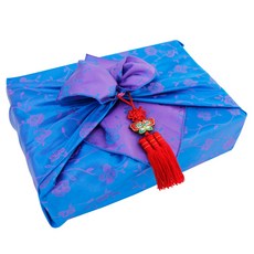 happytool 牡丹雙端包袱巾+紅色流蘇+繩子 隨機出貨, 藍色, 1個
