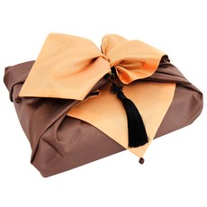 happytool 鈴鐺雙層包袱布 M + 韓式流蘇掛飾 + 紙繩 隨機出貨, 橘色, 1套