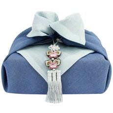 happytool 苧麻青紅雙層包袱巾, 藍色包袱巾, 1個