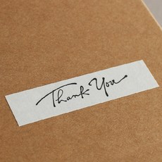 콤래드 스크립트 땡큐 Ver.1 포장데코 스티커, 화이트, 50개