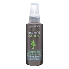 Aubrey Organics 맨 스톡 내추럴 드라이 허벌 파인 데오드란트, 118ml, 1개