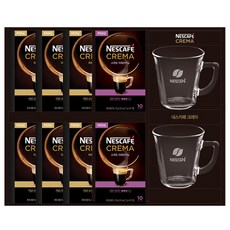 네스카페 크레마 선물세트 3호, 크레마 아메리카노 10T x 6개 + 스위트 아메리카노 10T x 2개 + 글라스 머그 2개, 1세트