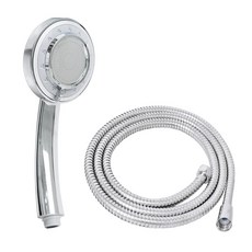 KOXINA 3段式按摩蓮蓬頭+金屬沐浴軟管 2m組, 單色, 1組