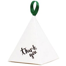 三角錐包裝盒 20入+森林綠絲帶, 謝謝, 1套