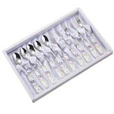 Corel Coordinates 梅花瓷茶匙茶叉套組, 1組, 茶匙5入+甜點叉5入+盒子