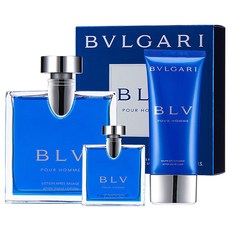 BVLGARI 寶格麗 Blue Homme鬍後護理組, 乳液 100ml + 香膏 100ml + 迷你香水 5ml, 1套