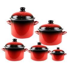 이엘오 빨강법랑 냄비 양수냄비세트, 5종 (14cm, 16cm, 18cm, 20cm, 24cm), 1개